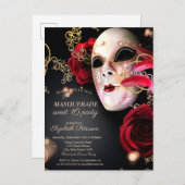 仮装レッドローゼズスウィート16 インビテーションポストカード (正面/裏面)