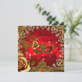 仮装レッド金ゴールドマスク誕生日パーティー 招待状 (スタンド正面)