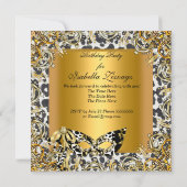 仮装ワイルド白黒金ゴールドマスク誕生日 招待状 (裏面)