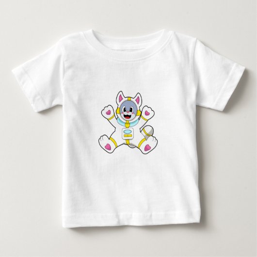 仮装宇宙飛行士の猫 ベビーTシャツ (正面)