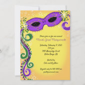 仮装招待状:パープルイエローマルディグラ 招待状 (正面)