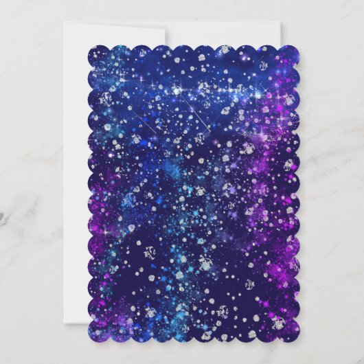 仮装王室のパーティーの青と銀 招待状 (裏面)