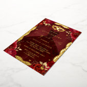 仮装王室のパーティーレッド金ゴールドガウンキンセアニェラ 箔招待状 (回転した状態)