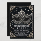 仮装白黒誕生日招待状パーティー 招待状 (正面/裏面)