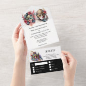 仮装結婚の |新郎新婦ベニスのマスク オールインワン招待状 (貼ってはがせる)