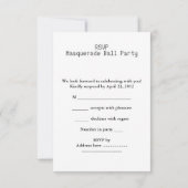 仮装舞踏会 パープルゴールドダンスパーティーのRSVP 出欠カード (裏面)