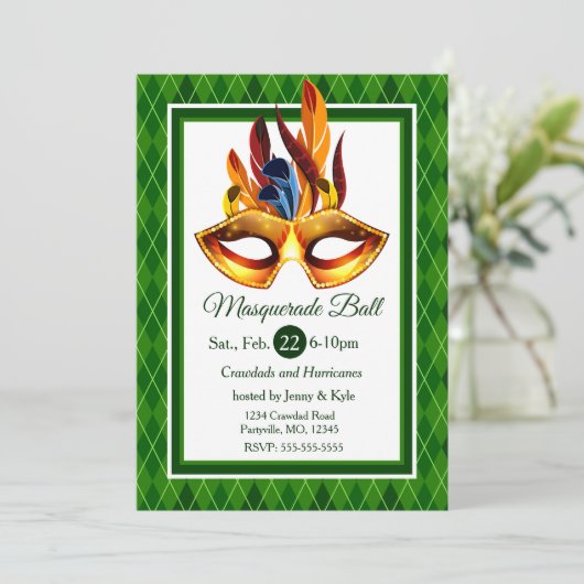 仮装舞踏会(緑アーガイル) 招待状 (スタンド正面)
