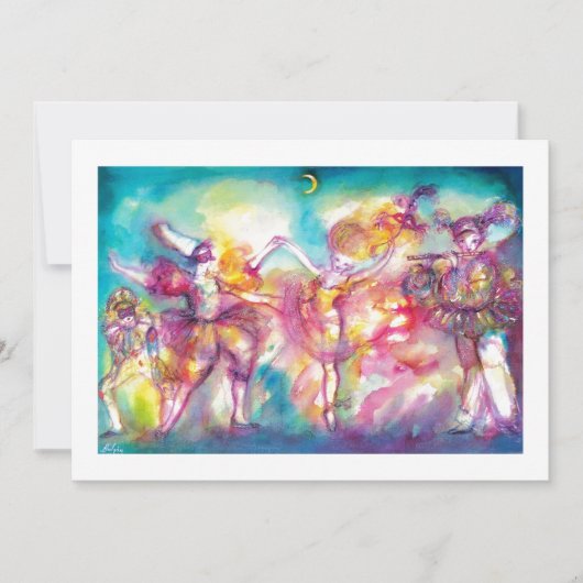 仮装舞踏会、金属製金ゴールド 案内状 (正面)