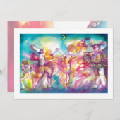 仮装舞踏会、金属製金ゴールド 案内状 (正面/裏面)