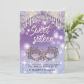 仮装薄紫がキラキラ輝きを放グラデーションつ 招待状 (スタンド正面)
