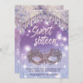 仮装薄紫がキラキラ輝きを放グラデーションつ 招待状 (正面/裏面)