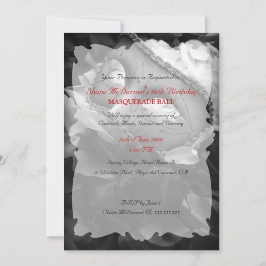 仮装誕生日玉衣装パーティの招待状 招待状 (裏面)