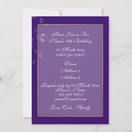 仮装誕生日衣装テーマPERSONALIZED 招待状 (裏面)