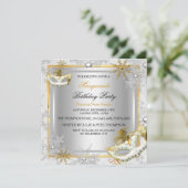 仮装金ゴールドシルバー雪片マスクパーティー 招待状 (スタンド正面)