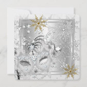 仮装金ゴールドスノーフレーク銀マスクパーティー 招待状 (裏面)
