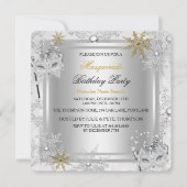 仮装金ゴールドスノーフレーク銀マスクパーティー 招待状 (正面)