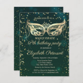 仮装金ゴールドダイヤモンド18誕生日 招待状 (正面/裏面)