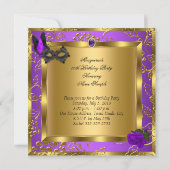 仮装金ゴールドパープルブラック誕生日パーティー 招待状 (裏面)