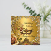 仮装金ゴールドマスク誕生日パーティー 招待状 (スタンド正面)