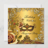 仮装金ゴールドマスク誕生日パーティー 招待状 (正面)