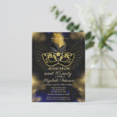 仮装金ゴールド光沢のある甘い16 インビテーションポストカード (スタンド正面)