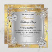 仮装金ゴールド雪片シルバーマスクパーティー3 招待状 (正面/裏面)