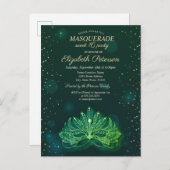 仮装，紙吹雪スターズグリーンマスク甘い16 インビテーションポストカード (正面/裏面)