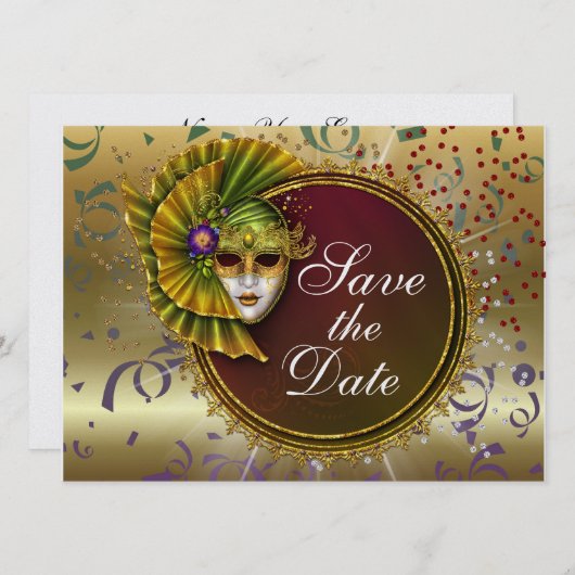 仮装 – SRFによる仮装パーティの招待状 セーブザデート (正面/裏面)