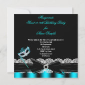 仮装Sweet sixteenスイート16ティール（緑がかった色）ブルー2 招待状 (裏面)