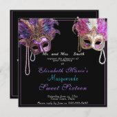 仮装Sweet sixteenピンク金ゴールド真珠 招待状 (正面/裏面)