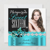 仮装Sweet sixteenSweet 16ティール（緑がかった色）写真2 招待状 (正面)