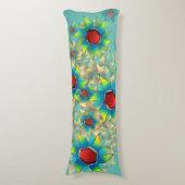 仮違う想花、青い花びらティール(緑がかった色) ボディピロー (正面縦)