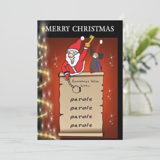 仮釈放の願いリスト – JAILMATECARDS.CO.UK – クリスマス サンキューカード (スタンド正面)