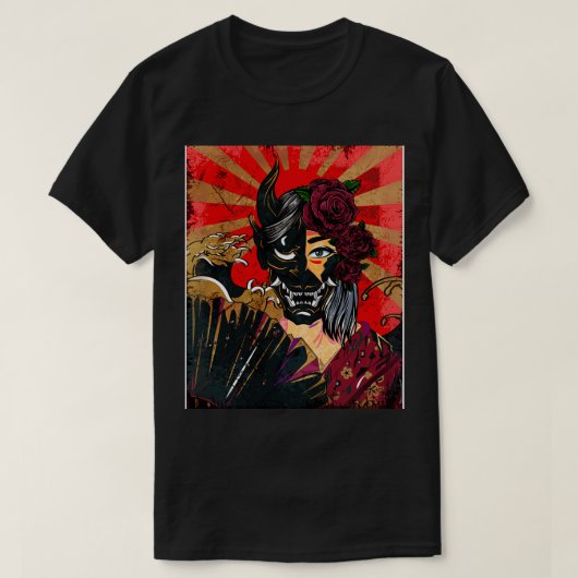 仮面つき芸者 Tシャツ (デザイン正面)