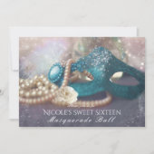 仮面とパールの虹色パーティー招待状 招待状 (正面)