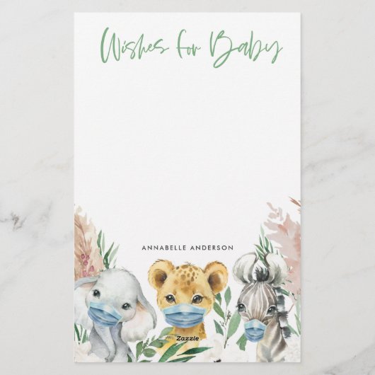 仮面の動物は男女兼用ベビーの解放を願う 便箋 (裏面)