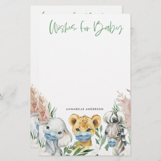 仮面の動物は男女兼用ベビーの解放を願う 便箋 (正面/裏面)