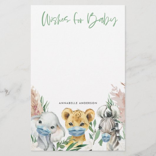 仮面の動物は男女兼用ベビーの解放を願う 便箋 (正面)