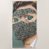 仮面の女性ビーチタオル ビーチタオル (正面)