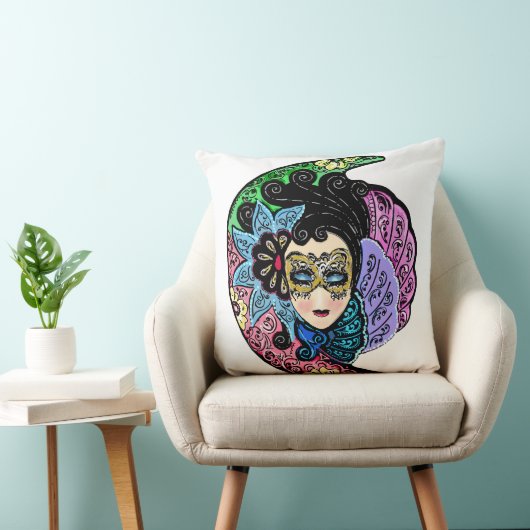 仮面をした女性 クッション (椅子)