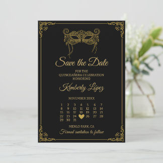 仮面カレンダー Save the Date 15歳の誕生日 招待状