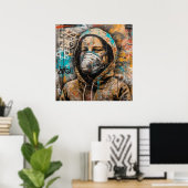 仮面グラフィティアートポスター付き女性 ポスター (ホームオフィス)