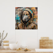 仮面グラフィティアートポスター付き女性 ポスター (キッチン)