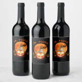 仮面ハロウィンを着た顔ウィペット ワインラベル (ボトル)