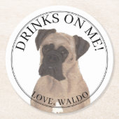 仮面パーソナライズされたボクサー結婚ズ ラウンドペーパーコースター (正面)