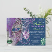 仮面パーティーの誕生日招待状 招待状 (スタンド正面)