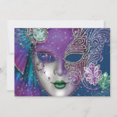 仮面パーティーの誕生日招待状 招待状 (裏面)