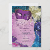 仮面パーティーの誕生日招待状 招待状 (裏面)