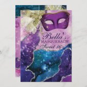 仮面パーティーの誕生日招待状 招待状 (正面/裏面)