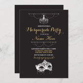 仮面パーティー誕生日イベントマスク招待状 招待状 (正面/裏面)